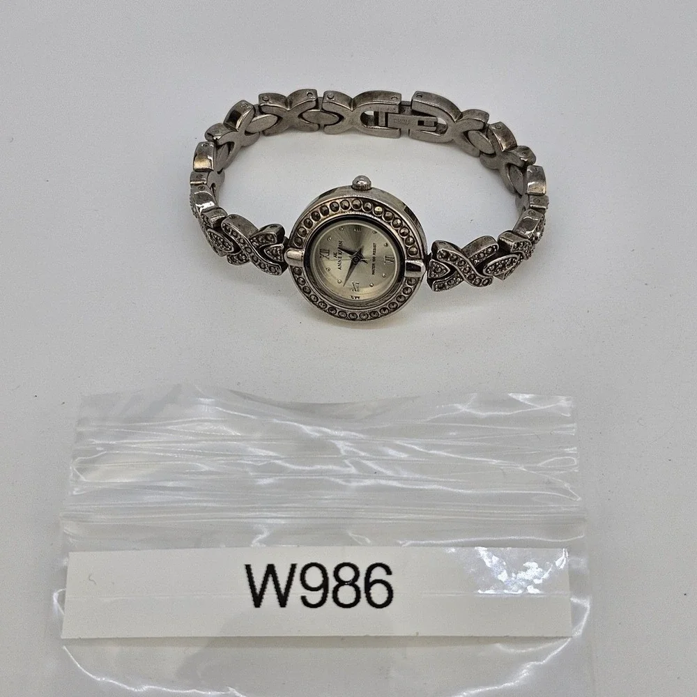 Anne Klein Women's‎ Watch 22MM Gray Dial Marcasite Band 5.5